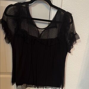 White House Black Market Sheer Black Blouse